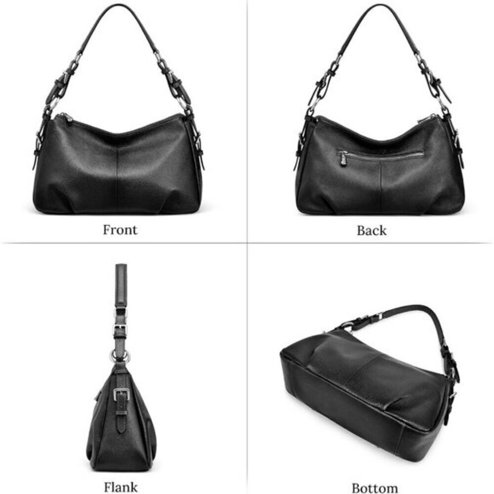 🆕Womens Black Genuine Leather Shoulder Bag Top Handle Handbag Ladies Purses - Picture 8 of 9